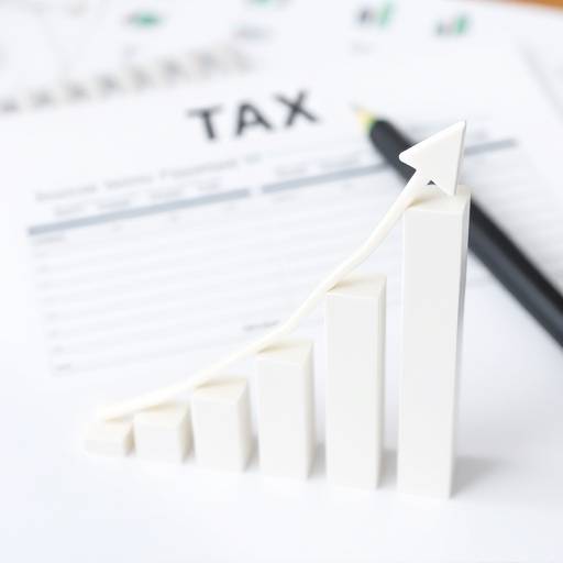 A financial chart showing upward growth with a tax form in the background