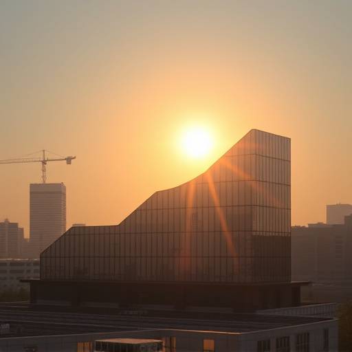 Graph showing upward trend of business growth with a rising sun in the background