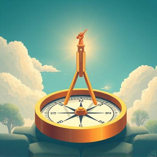 Illustration of a compass pointing towards success and growth