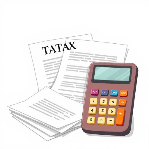 Illustration of tax documents and calculator