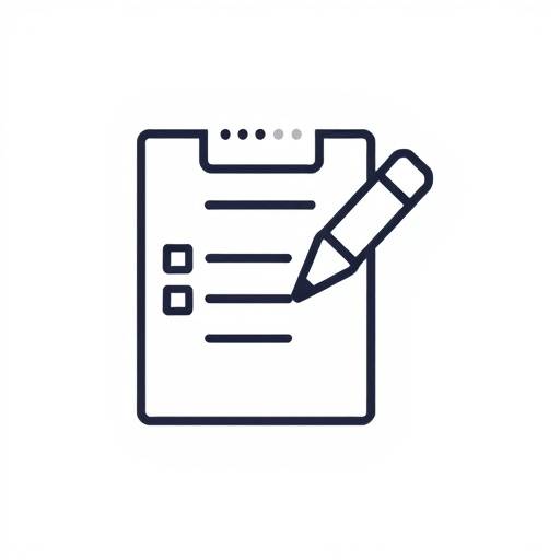 Stylized icon representing a feedback form with a pen and paper, suggesting user input.